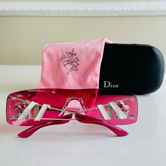 LIKE NEW 🍒 DIOR RARE HEART CORE RIMLESS CRYSTAL PINK SUNGLASSES - Picture 2 of 12